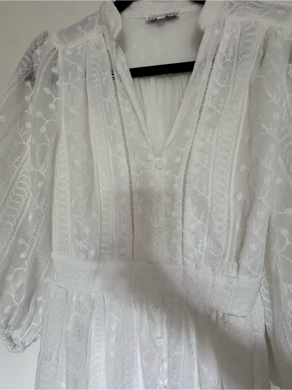 Baltic Born White Embroidered Mini Dress Boho Cottagecore Size S - Picture 6 of 6